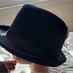 Karen Keith Black Felted  Cotton Fedora Hat Size Small